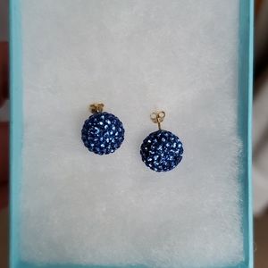 Blue Swarovski ball earrings